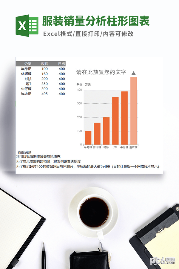 服装销量分析柱形图表模板-服装销量分析柱形图表模板下载 免费版