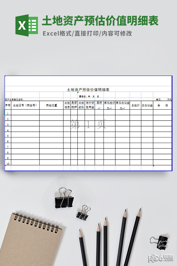 土地资产预估价值明细表模板-土地资产预估价值明细表模板下载 免费版