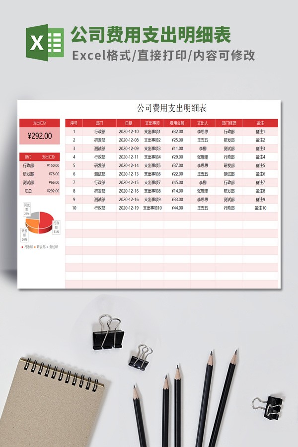 公司费用支出明细表模板免费下载-公司费用支出明细表模板下载 免费版