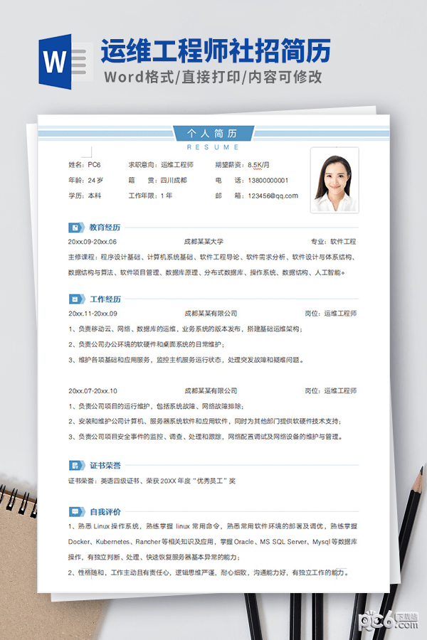 运维工程师社招简历模板-运维工程师社招简历模板下载 免费版