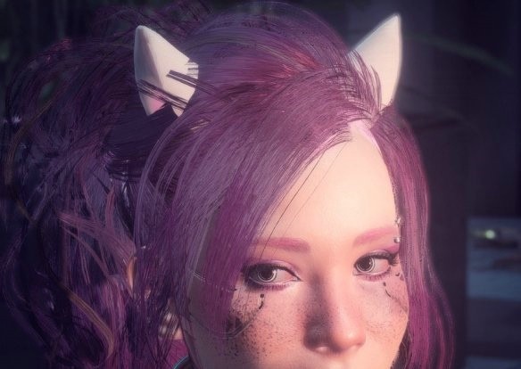 赛博朋克2077可爱的发光猫耳MOD