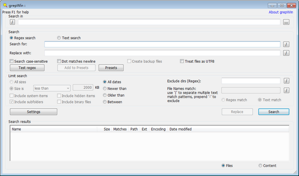grepWin-grepWin(文件搜索替换工具)下载 v2.0.13绿色版