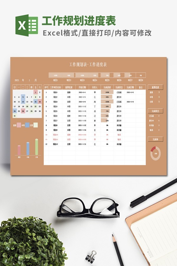 工作规划进度表模板免费下载-工作规划进度表模板下载 免费版