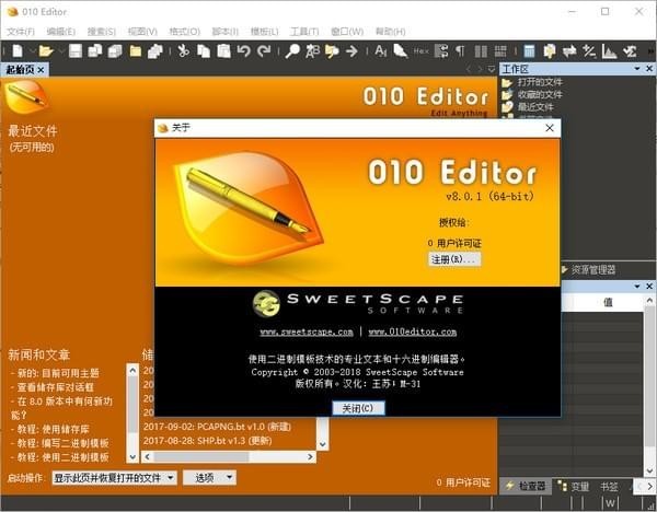 十六进制编辑器(010 Editor)下载 v11.0.1中文汉化版64位-十六进制编辑工具