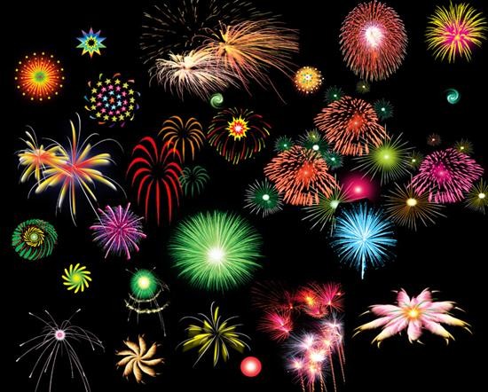 超美多彩烟花PSD素材下载