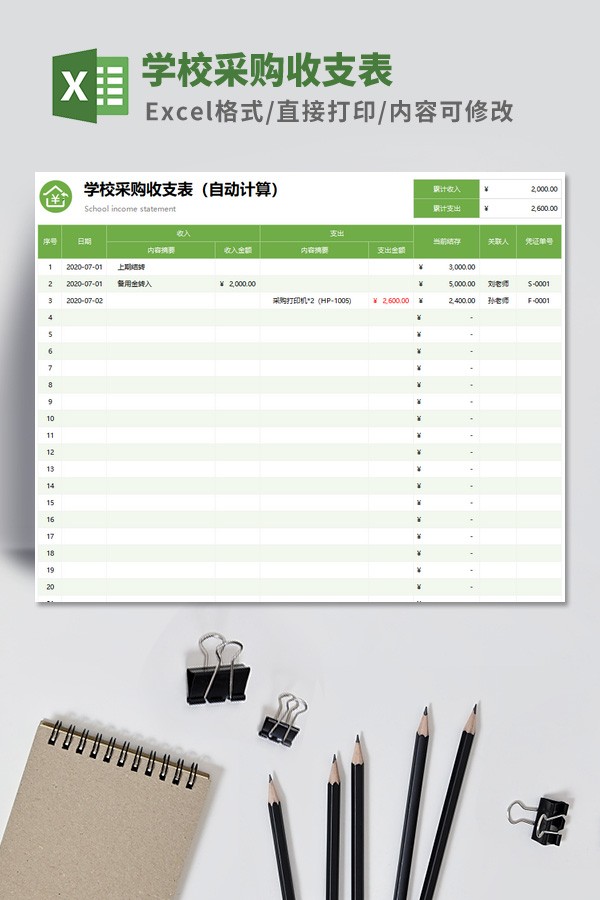 学校采购收支表模板免费下载-学校采购收支表模板下载 免费版