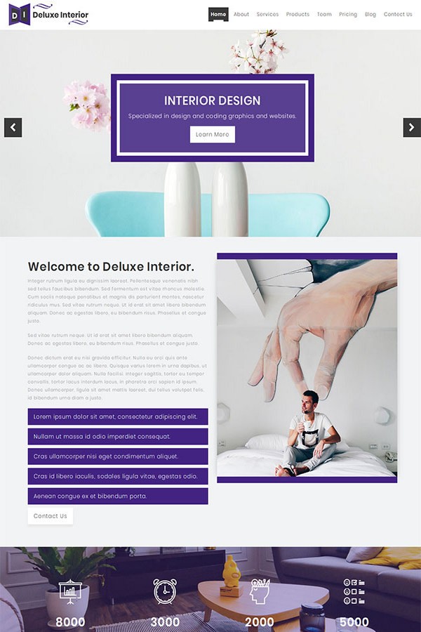 紫色室内装修设计网站模板免费下载-紫色室内装修设计网站模板下载 免费版