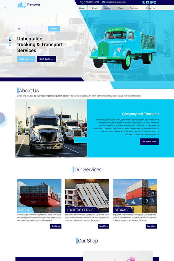 大卡车物流运输网站模板下载 免费版