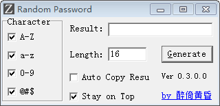 Random Password-Random Password(随机密码生成工具)下载 v0.3.0.0绿色版