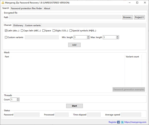 Manyprog Zip Password Recovery(ZIP密码恢复工具)下载 v1.8官方版
