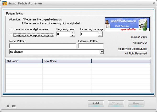 Aoao Batch Rename下载 V1.1英文免费版