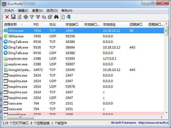 CurrPorts(网络监测软件)下载 v2.51绿色中文版-免费网络连接监测工具