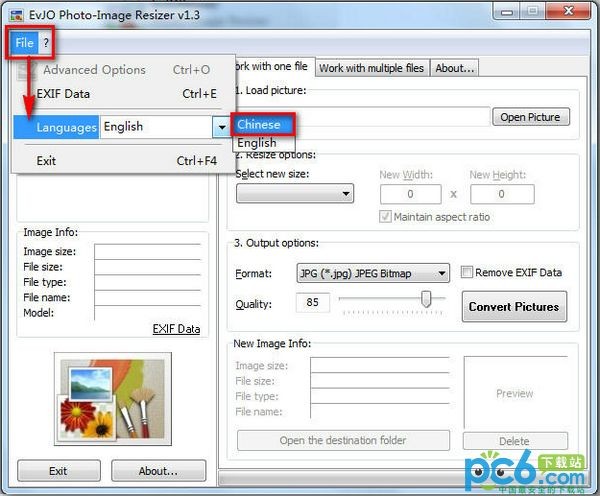 EvJO Photo-Image Resizer下载 1.3绿色中文版-图片大小转换器