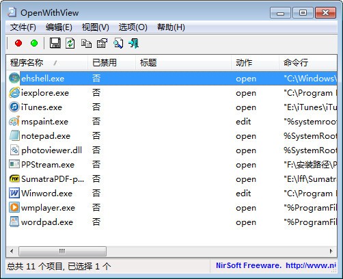 OpenWithView(文件打开方式管理器)下载 V1.11中文版-打开方式管理工具