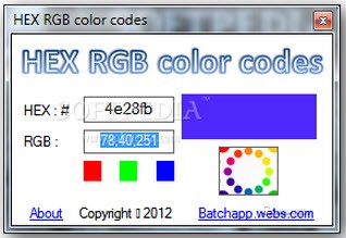 HEX RGB color codes