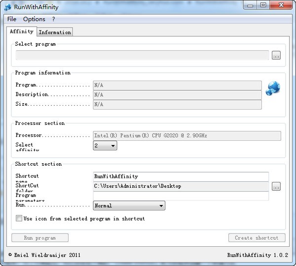 RunWithAffinity（程序单双核运行设置）下载 v1.0.2绿色版