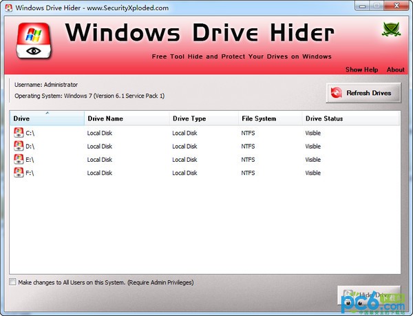 分区隐藏工具-Windows Drive Hider（隐藏系统分区）下载 v1.5绿色版