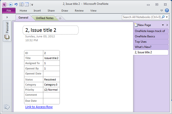 表格行笔记本(Row to OneNote)