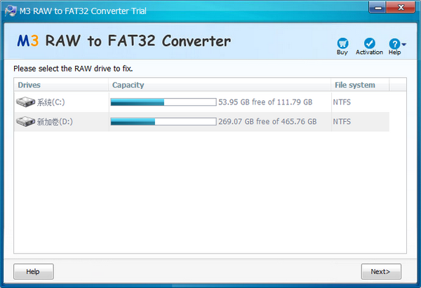 M3 RAW To FAT32 Converter(硬盘驱动器修复工具)下载 v3.6免费版