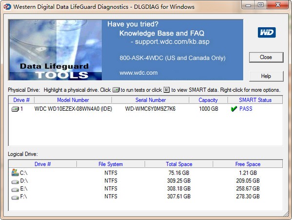 西数硬盘检测修复工具|Data lifeguard diagnostics
