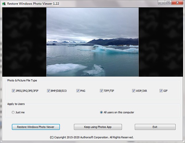 Restore Windows Photo Viewer(照片查看工具)下载 v1.22免费版