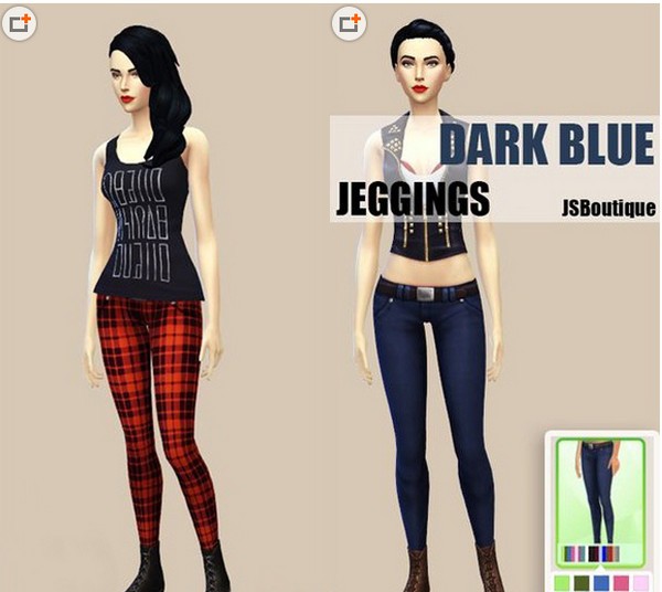 模拟人生4女式红黑条纹与牛仔长裤MOD下载