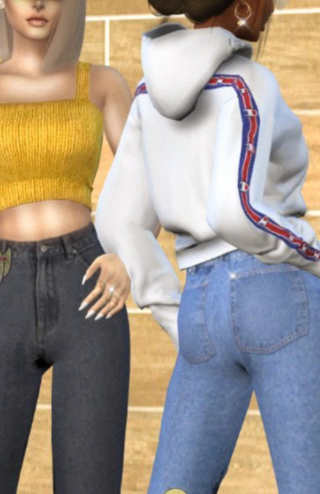 模拟人生4女黑色束脚牛仔裤MOD下载