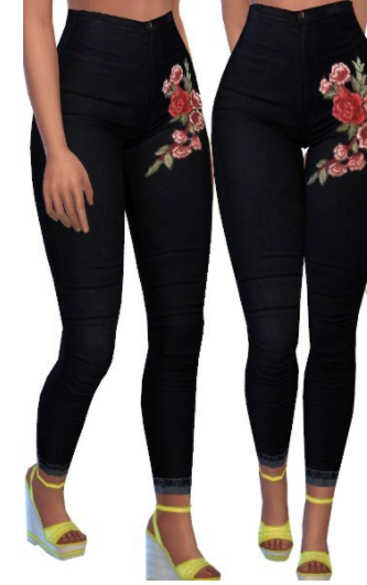 模拟人生4玫瑰黑色牛仔裤MOD下载