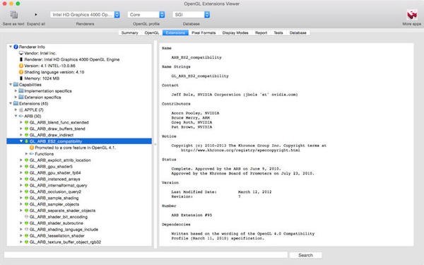 opengl extensions viewer for mac