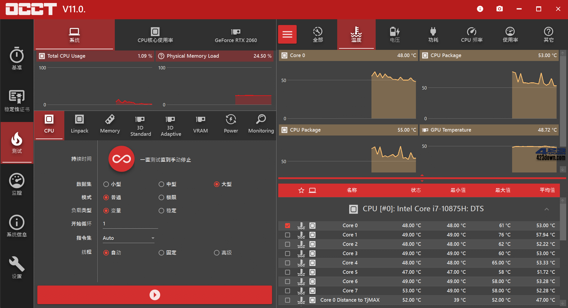 电脑硬件测试软件(烤鸡软件)_OCCT_v11.0.21下载