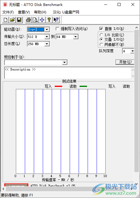 ATTO Disk Benchmark汉化版下载-磁盘读写测试软件v3.05 绿色汉化版