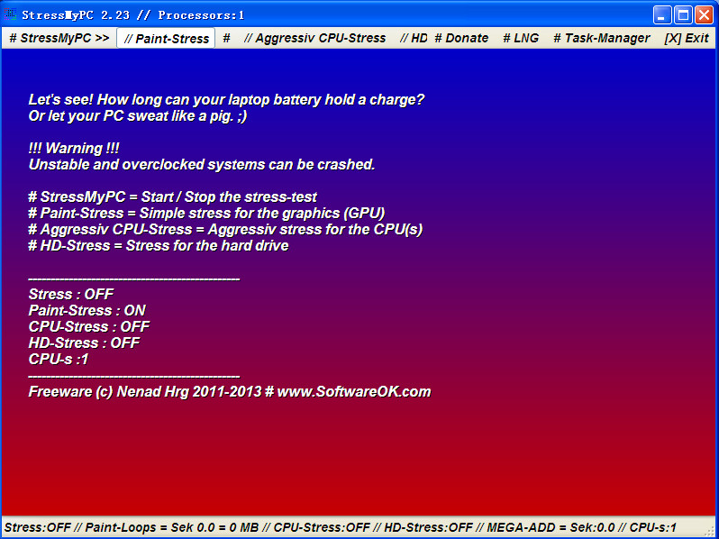 硬件使用频率测试软件下载-硬件使用频率测试工具(stressmypc)免费版
