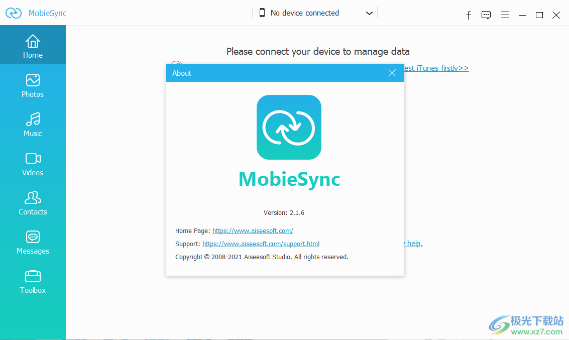 Aiseesoft MobieSync破解版下载-手机数据传输到电脑软件v2.1.6 免费版