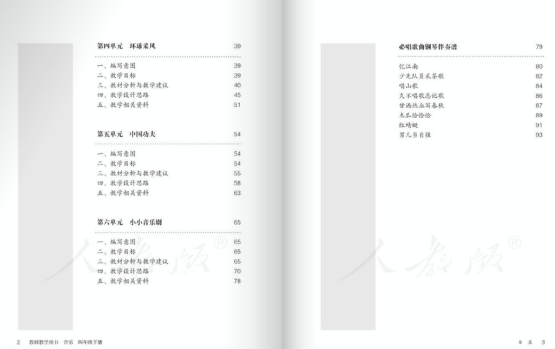 音乐四年级下册教师教学用书下载-人教版音乐四年级下册教师用书简谱五线谱版