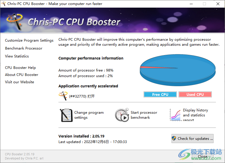 Chris-PC CPU Booster破解版-cpu优化增强软件v2.05.19 附安装教程下载