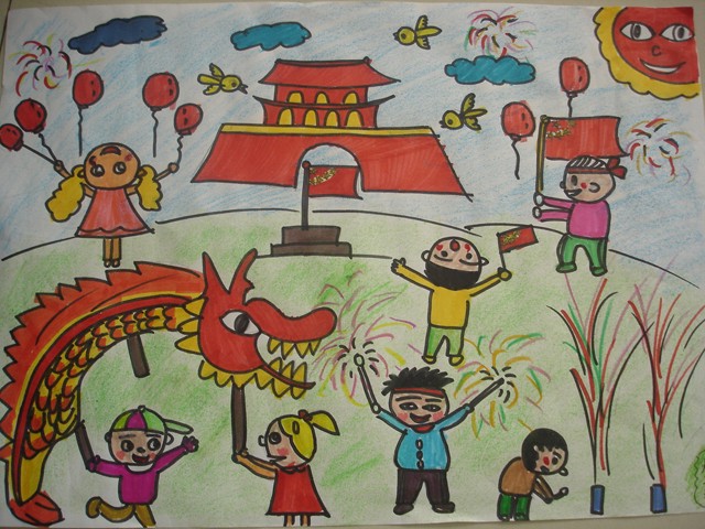 小学生国庆节绘画简单又好看模板下载-幼儿园国庆节绘画图片大全一等奖作品