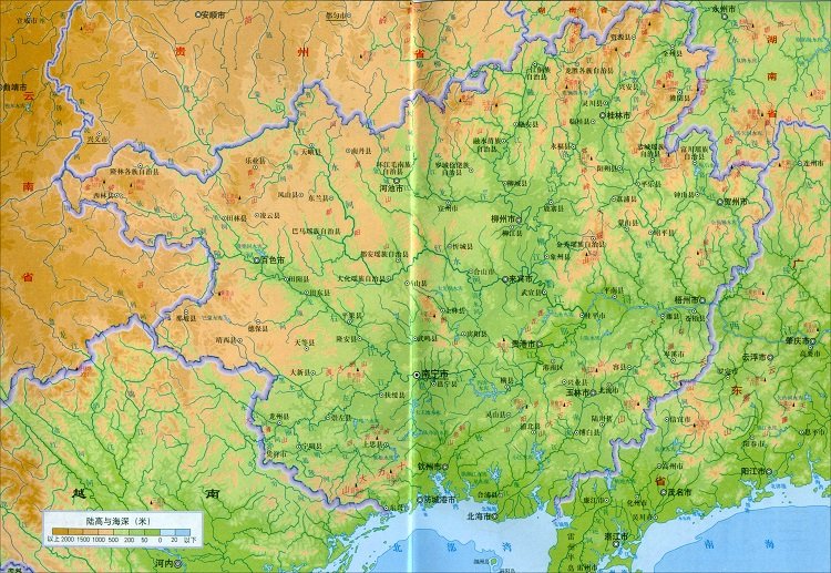 广西地形图可放大版下载-广西地形图高清版大图