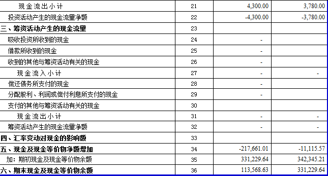 现金流量表表格