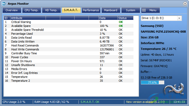 argus monitor破解版(硬件温度检测软件)