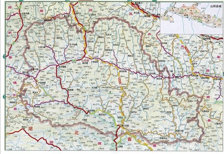 山阳县地图全图高清电子版下载-陕西省商洛市山阳县地图免费版
