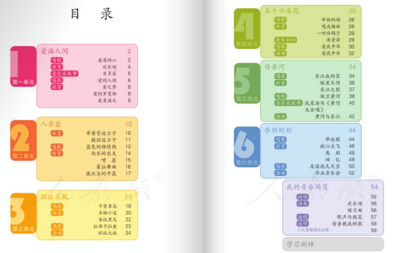 小学音乐六年级下册电子课本下载-人教版音乐六年级下册电子版简谱版