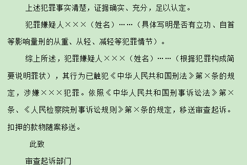 起诉意见书模板范文