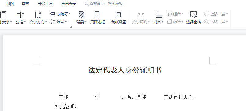 法定代表人身份证明书样本