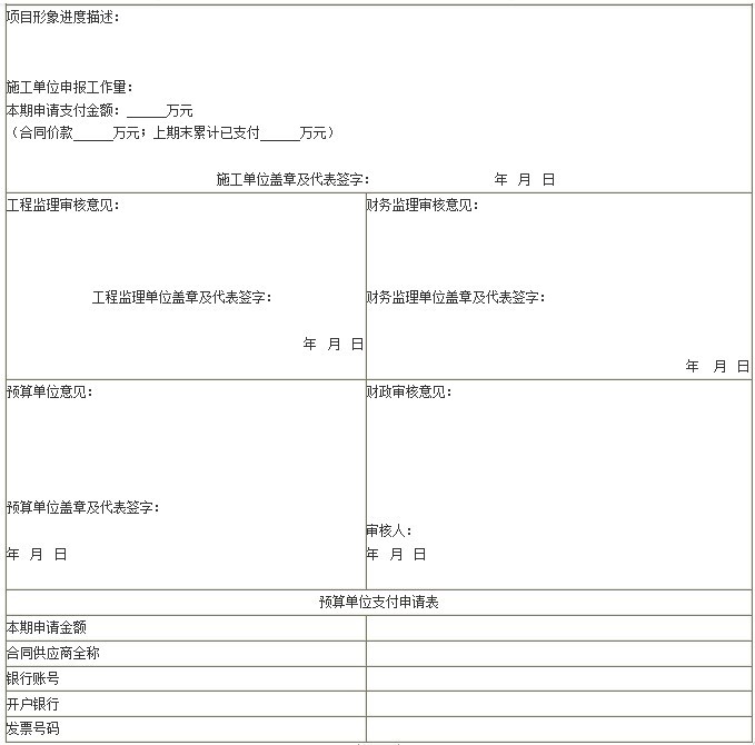 工程款支付申请表模板下载-工程款支付申请表填写范本免费版