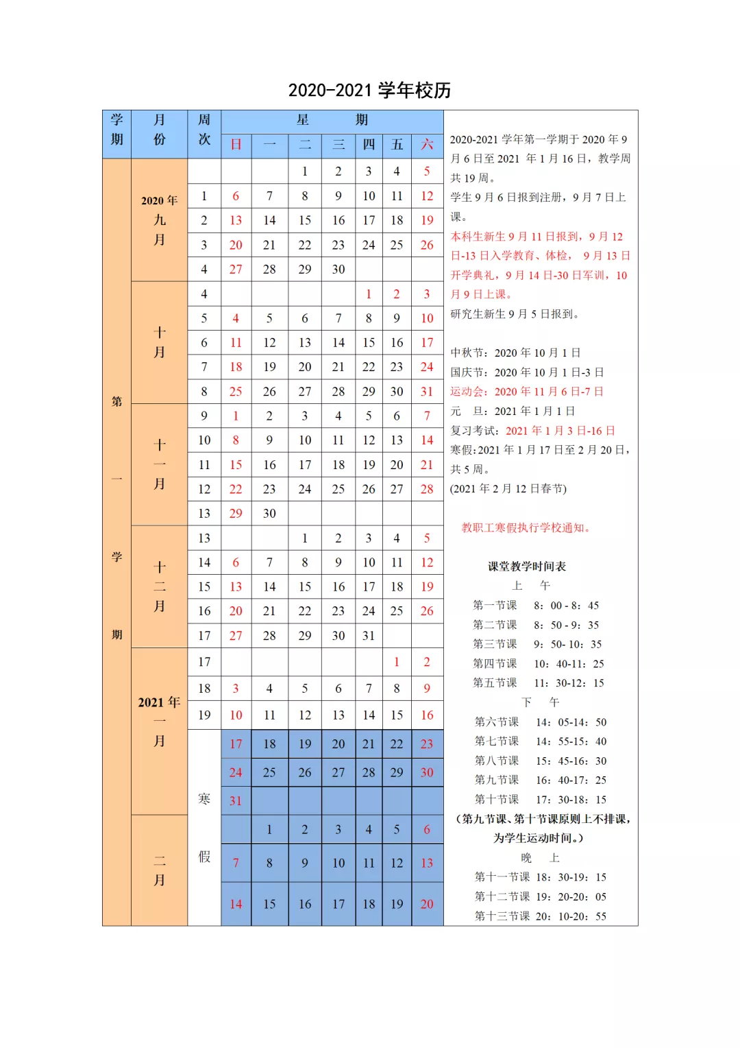 2020武汉高校寒假放假时间表