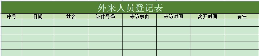 外来人员登记表模板下载-疫情外来人员登记表范本